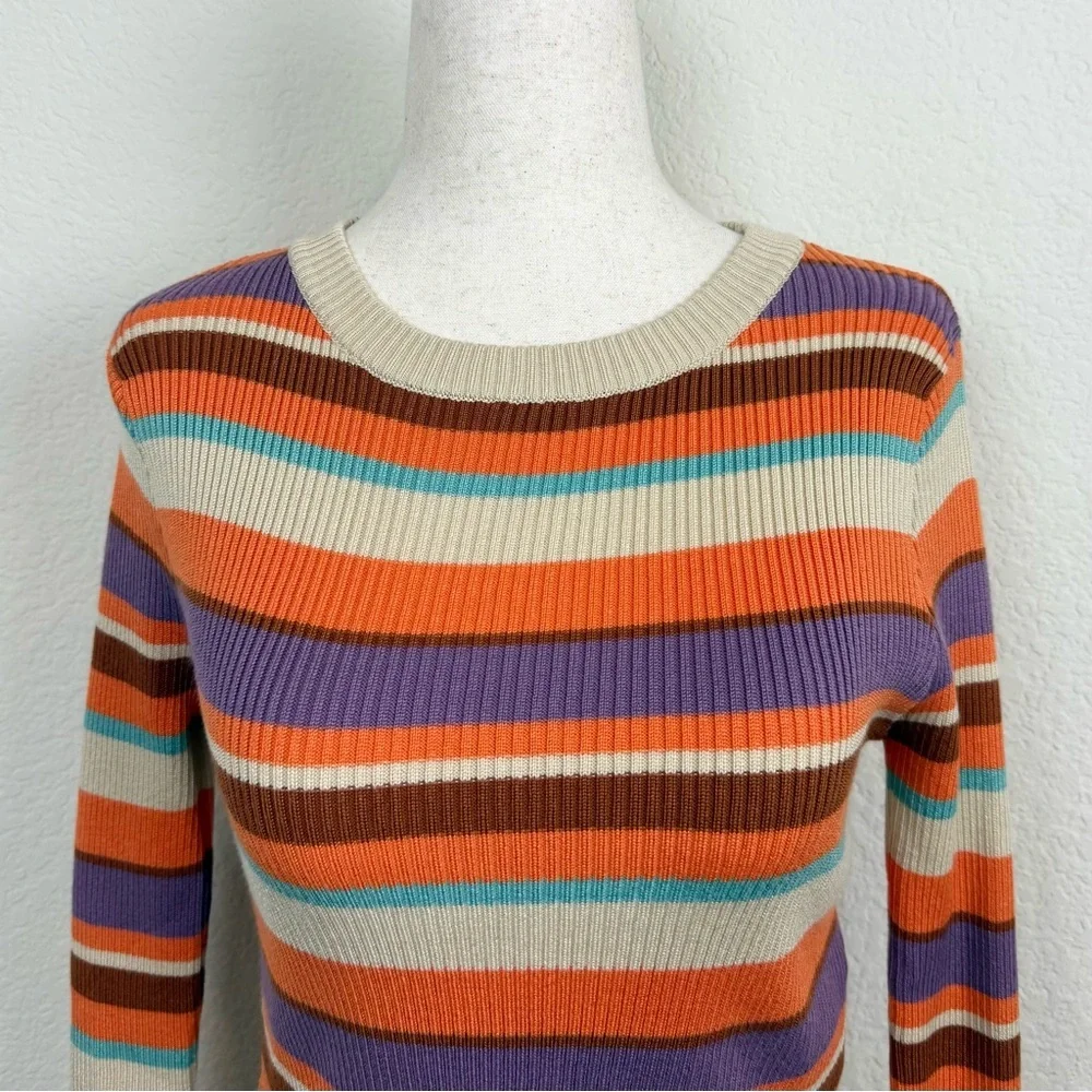 VRG GRL Striped Long Sleeve Cropped Knit Top‎ - Picture 3 of 11